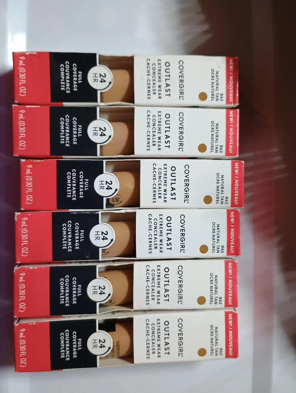 6 x CoverGirl Outlast Extreme Wear Concealer, 862 Natural Tan